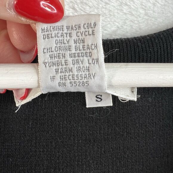 Vtg Express Tricot XS Cardigan Sweater Button Up Long Relax Black Whimsigoth - Picture 8 of 12